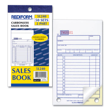 Rediform® Sales Book, Two-part Carbonless, 3.63 X 6.38, 1-page, 50 Forms freeshipping - TVN Wholesale